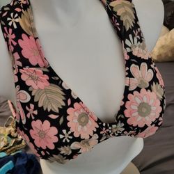 Vintage 1960s Catalina Women's Bikini Top Sixties Flower Design