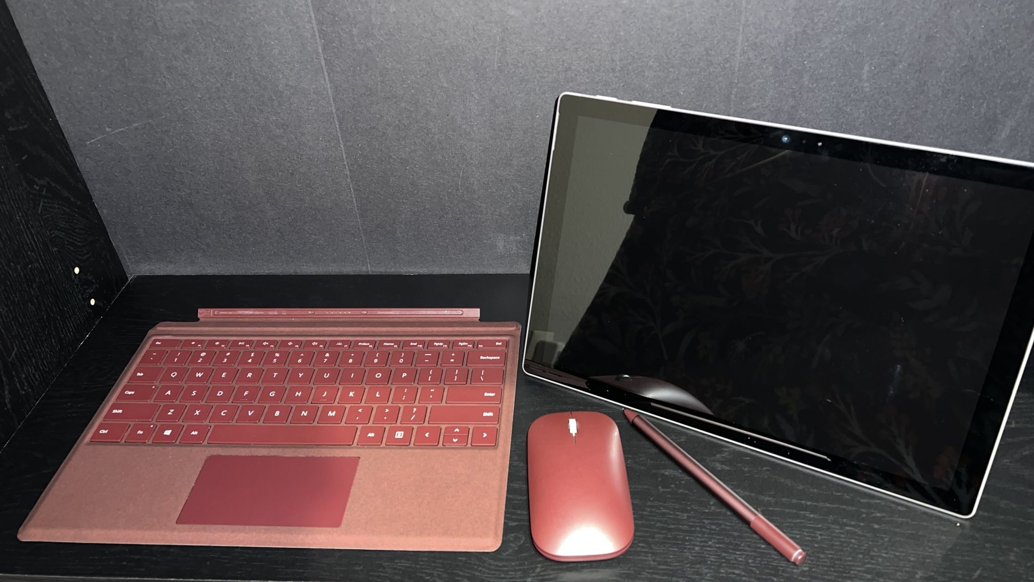 Surface Pro 6 Silver With Maroon Pen, Keyboard And Mouse