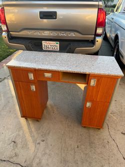 Wood Desk with Granite Top and Drawers