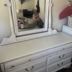 Antique White Dresser  Needs Re Do Paint And Handles