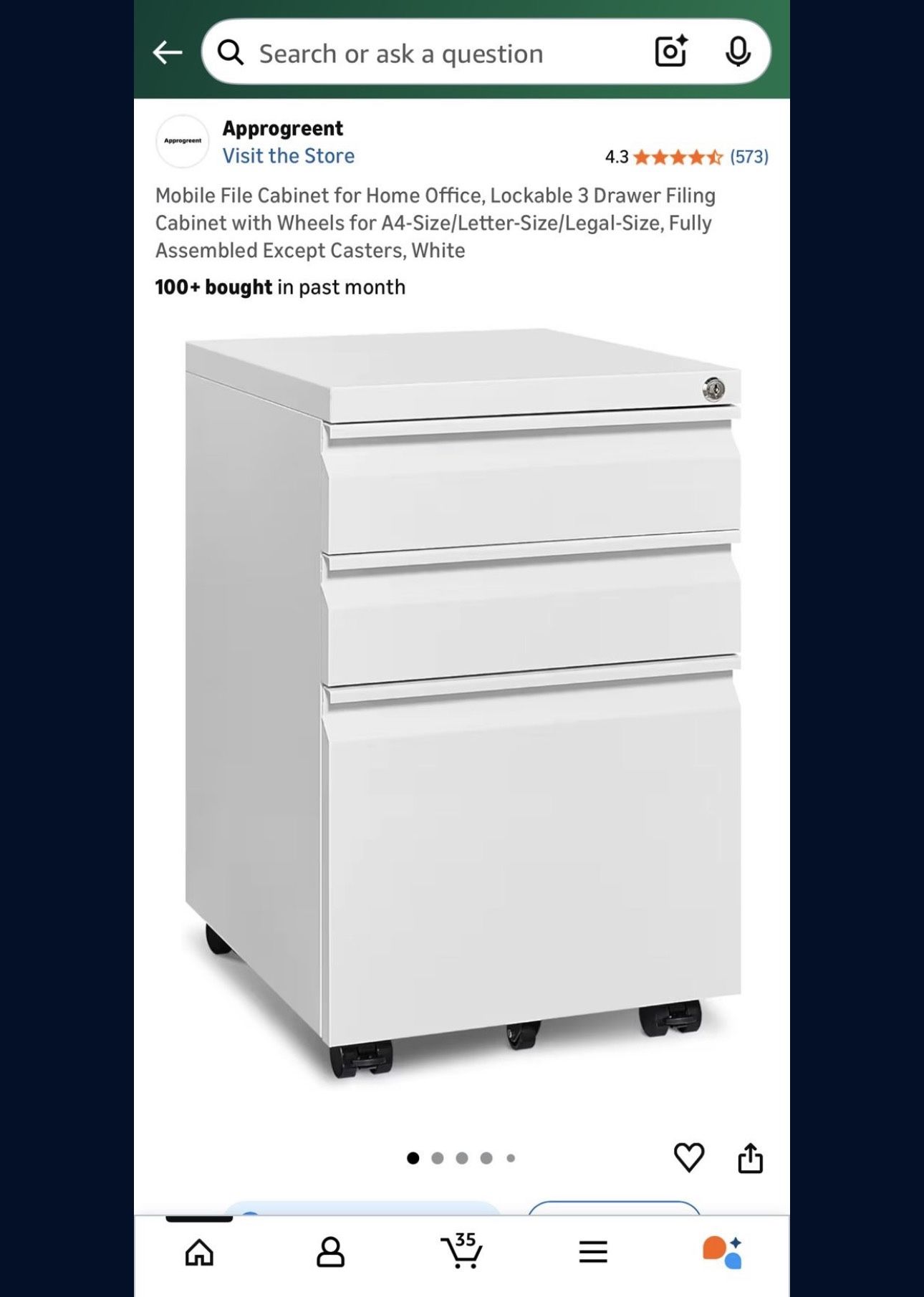 New White Filing Cabinet