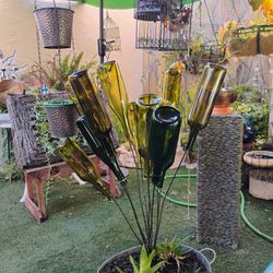 Green Bottle Tree Planter Plants