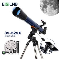 ESSLNB Telescope For Adults 700X70mm With K4/10/20 Eyepieces 525X Telescopes For Kids And Beginners Erect-Image Refractor Telescope With Stainless Ste
