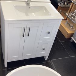30” White vanity With Drawers 