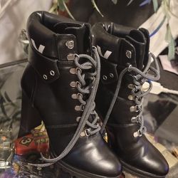 DKNY  Black Lace Up Ultra High  Heel Ankle Boots