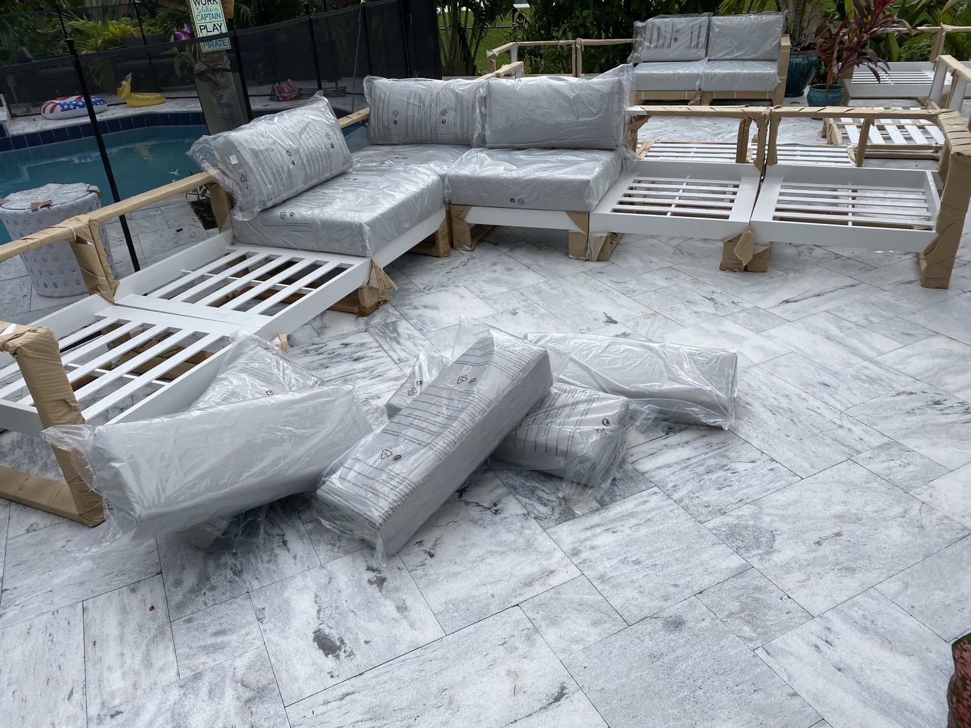 Outdoor patio sectional (FERUCI, Aruba collection) 7 pieces