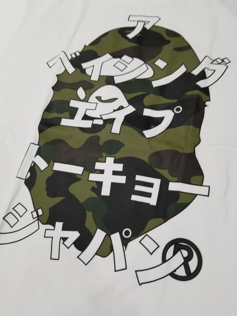 BAPE 1st Camo Katakana Ape Head green/ White Tshirt 