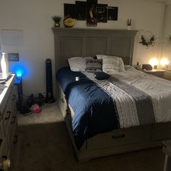 Legion Eastern King Storage Bed, Dresser With Mirror, Nightstand Set