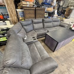 Grey Power Reclining Sectional