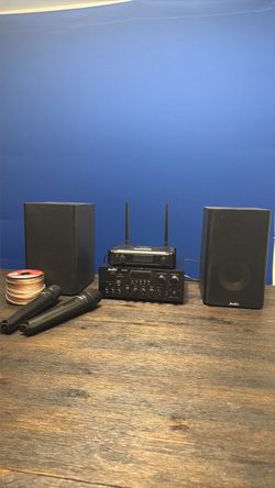 Complete Karaoke System — 2 Wireless Mics, 2 Speakers & MouKey Amplifier — $90 OBO