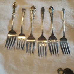 6 Antique Serving Salad Forks Sold As One Lot
