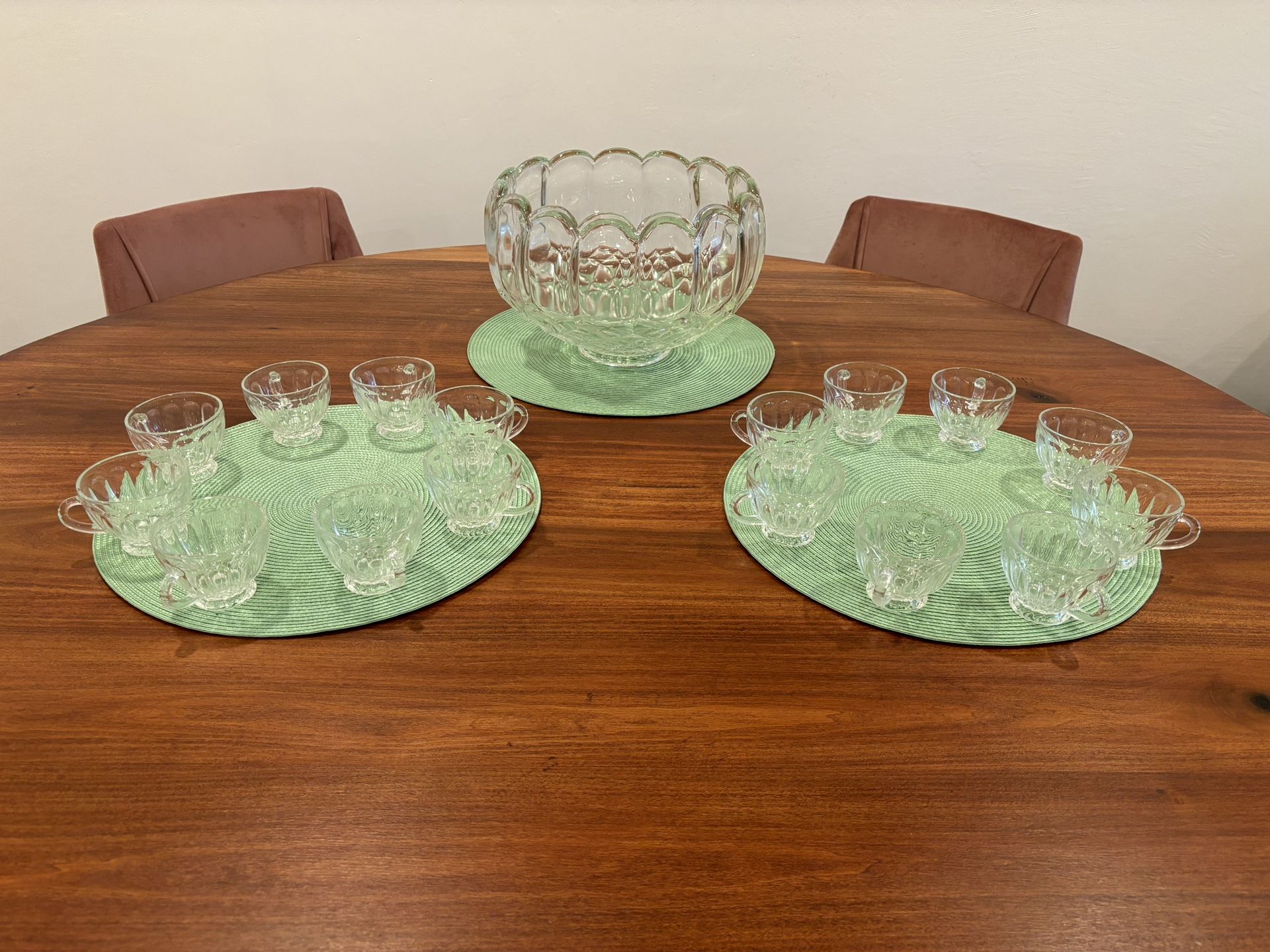 1960s Heisey Punch Bowl Set with 16 Cups