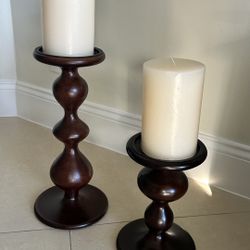 Wood Candle Holder Set