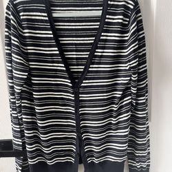 H&M - Navy and white striped cardigan - Medium Button up