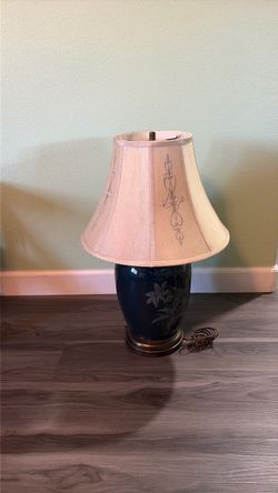 Navy Blue Ceramic Table Lamp with Shade