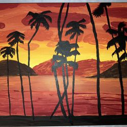Scarface sunset painting