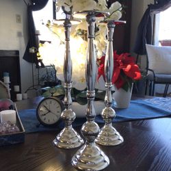Pottery Barn Silver Candleholders 