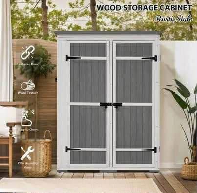 New in Box Outdoor Storage Shed with Floor 5.5ft H x 4.1ft L Wood Tool Cabinet