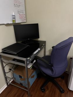 $50 Glass Reading/Computer Table And Chair