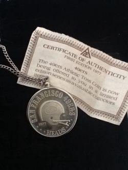 Silver 49ers coin necklace