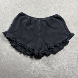 Hard Tail Forever Women’s M Black Terry Ruffle Shorts USA Made Low Rise #3D