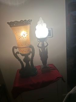 Antique Victorian lamp there are two . The Egyptian lady lamp there is only one sold separately