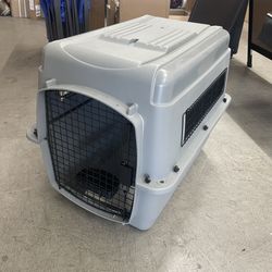 Petmate Sky Kennel for Dogs, IATA Approved, Plastic Travel Carrier, Gray, For Dogs 30-50 lbs, Medium, 32" x 23" x 32"