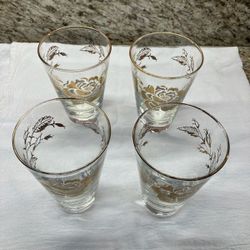  Elegant Vintage Mid Century Tumblers Libby Hostess Glass Set, Set Of Four 