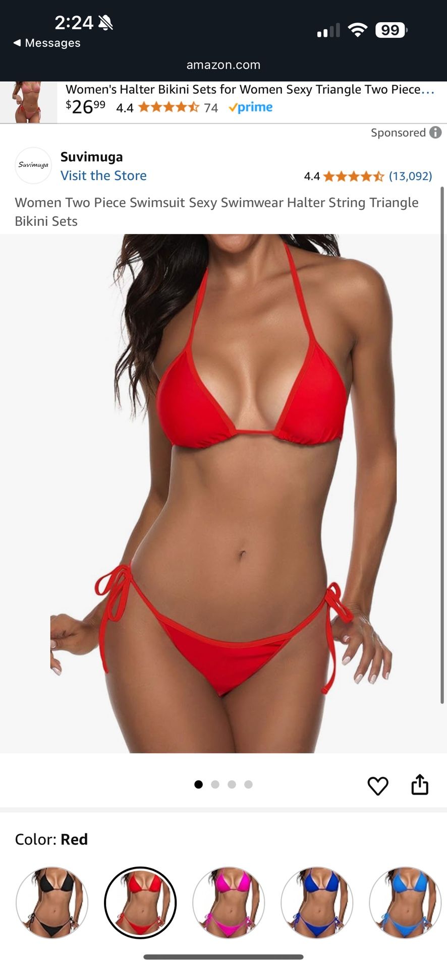 Small Women Two Piece Swimsuit Halter String Triangle Bikini Set