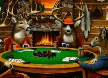 20x40 Deer Playing Poker Wall Art