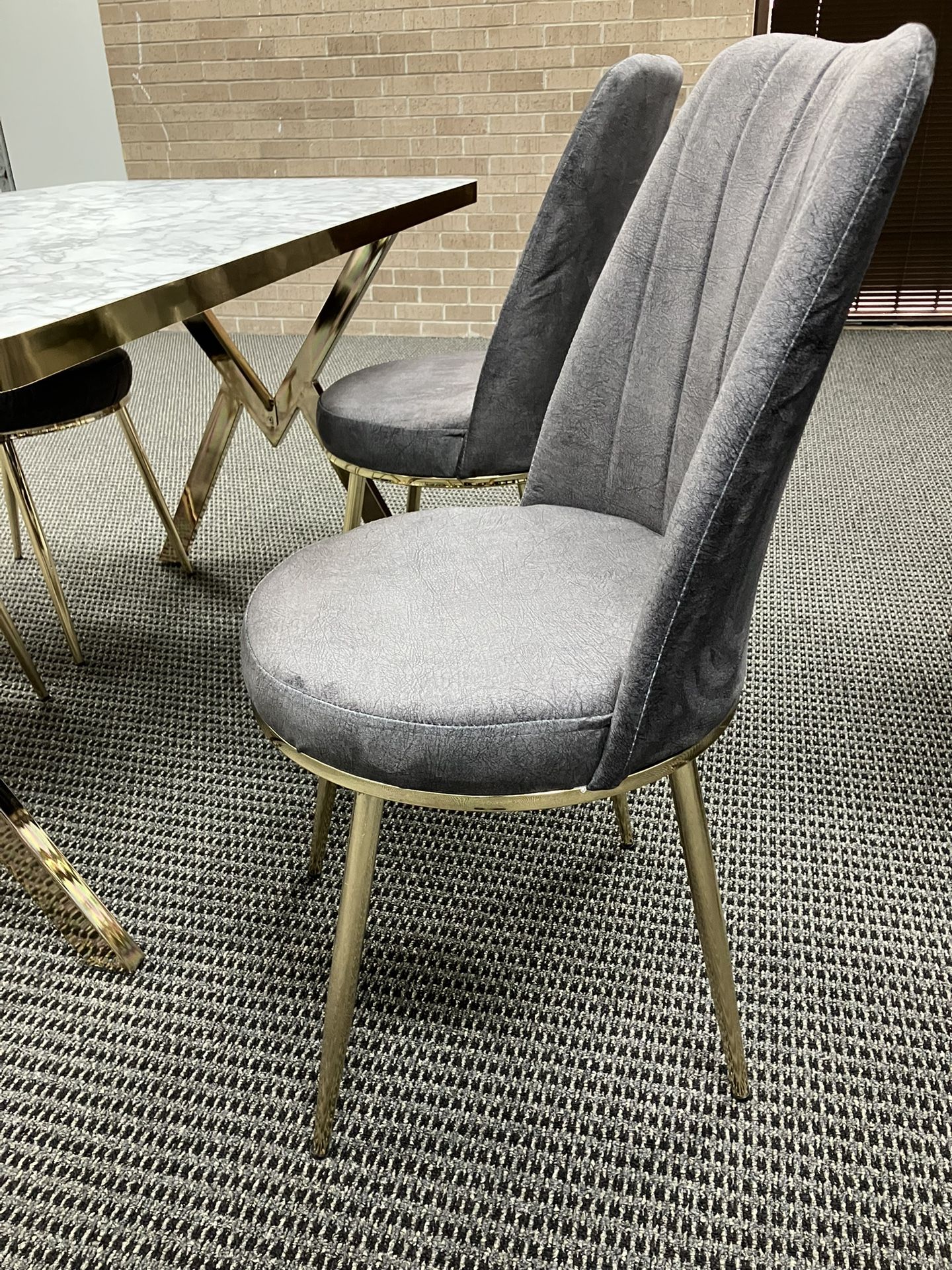 Gray/ Gold Velvet Chairs 