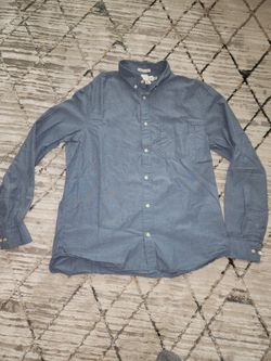 H&M denim blue, button-down Shirt - Sz L