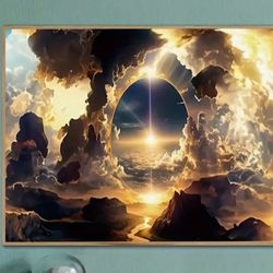 3pcs, Sunset Sky Abstract Art Poster and Print - Canvas Oil Painting for Home Decor - Natural Landscape Wall Art for Living Room and Bedroom