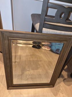 Rectangular Wall Mirror with Wood Frame