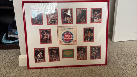 Basket ball cards in a frame
