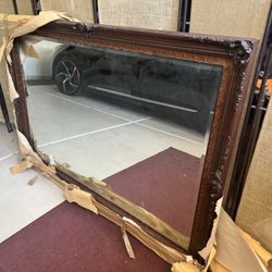 Large Vintage Wood Framed Wall Mirror
