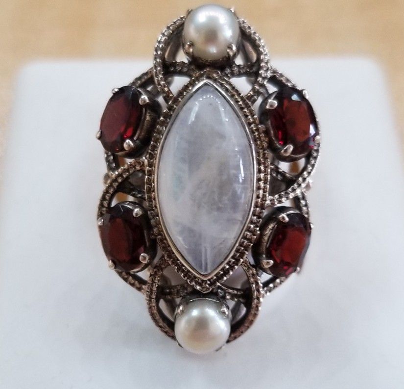 Sterling Silver And Multi Stone Ring