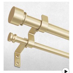 Double Curtain Rod, Gold Long Dual Curatin Rod for Windows 84 to 120 Inches, 1" Adjustable Heavy Duty Window Treatment Rods with Modern End Cap Finial
