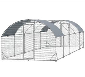 PawHut Large Metal Chicken Coop with Waterproof and Anti-UV Cover for Yard, Outdoor, Duck, Rabbit, 9.2' x 31.2'

x 6.5'