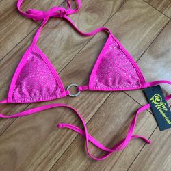 Rave Wonderland Pink Rhinestone Bikini Top