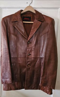 VINTAGE BROWN LEATHER BLAZER/JACKET SIZE 44