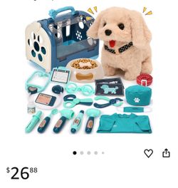 22Pcs Dog Toys for Kids Doctor Kit, Walking Barking Electronic Interactive Stuffed Dog Vet Kit Costume Pretend Play Puppy Pet Care Veterinarian Playse
