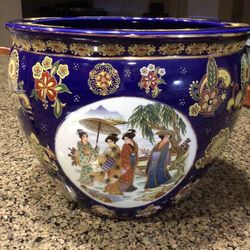 Large 12” Decorative Ceramic Hand Painted Pot