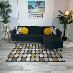 SECTIONAL Couch Sofa Fabric GRAY With Left Chaise - FREE DELIVERY 