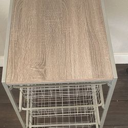Modern Side Table with Storage Baskets