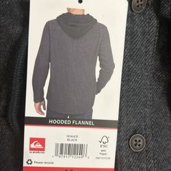 Quiksilver Men's Black Hooded Flannel Pick Your Size NWT