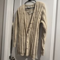 Peruvian Connection Beige Textured Cardigan size medium 