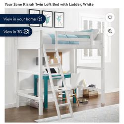  twin loft bed with ladder, white