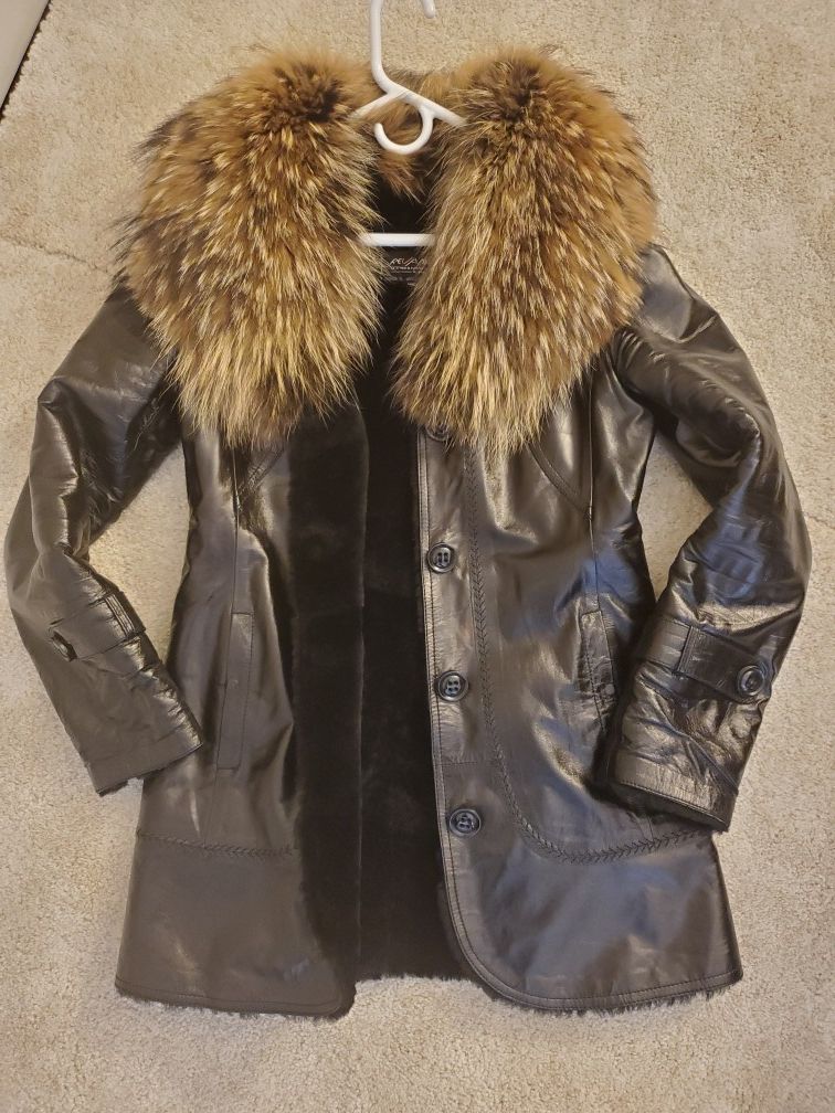 Leather women's jacket size M