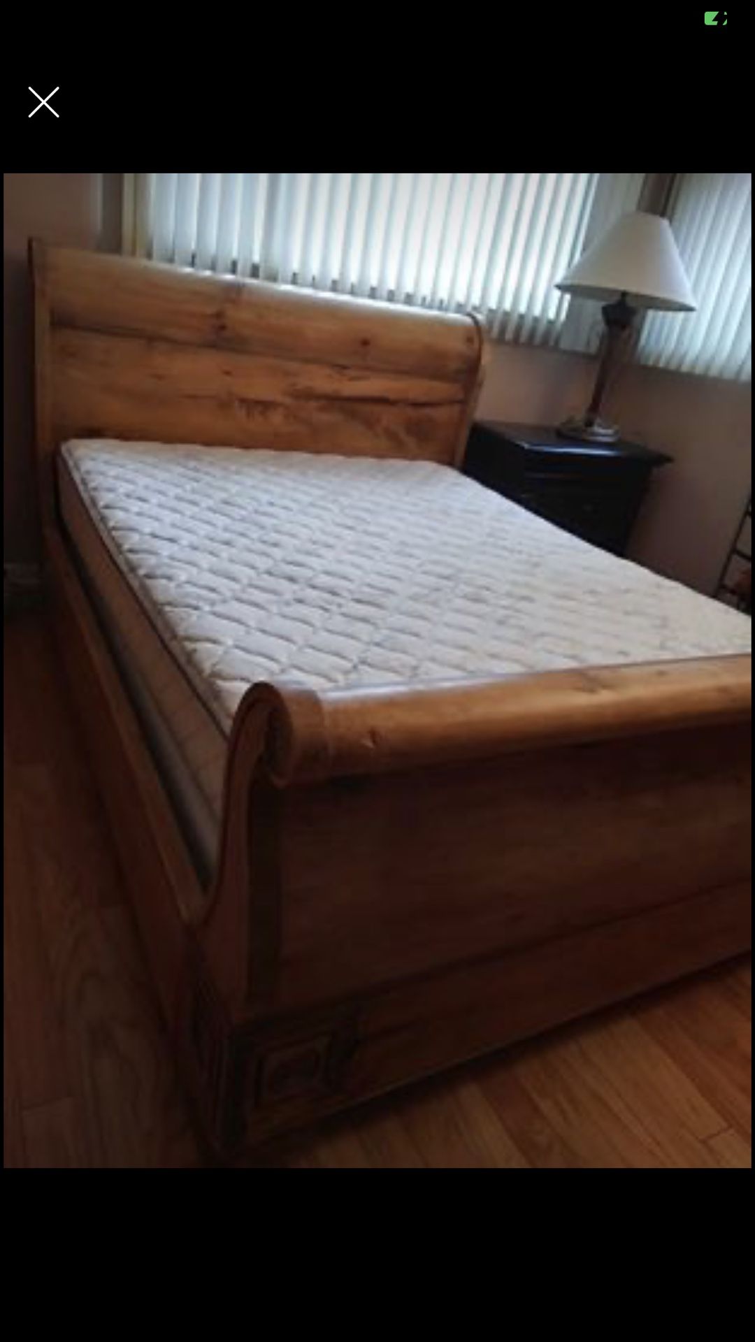 Queen size bed frame and mattress solid wood